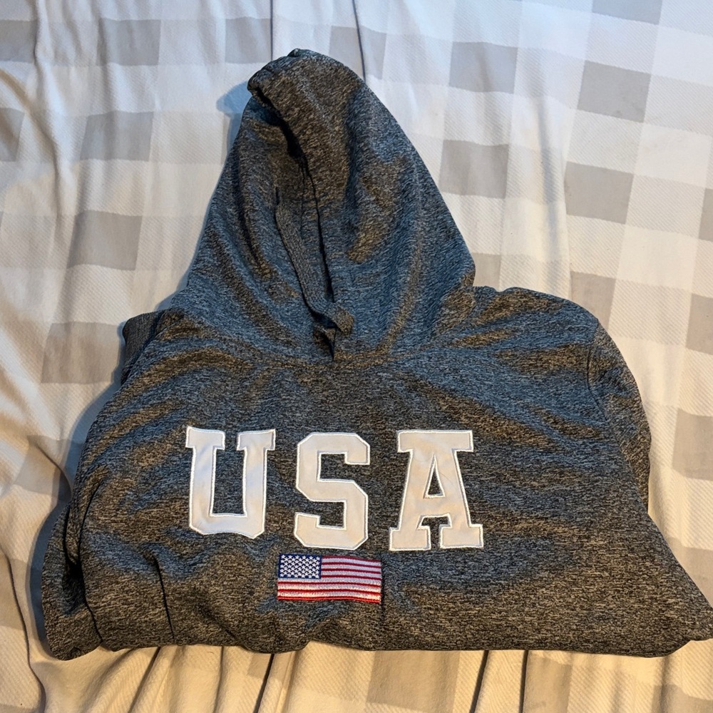 USA Appliqué Hooded Sweatshirt - Gray